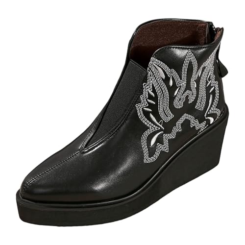 2025 Damen Herbst und Winter Keilabsatz mit dicker Sohle Reißverschluss tiefe Schuhe Mode High Heels Stiefeletten Wanderstiefel Damen, Schwarz , 39.5 EU 2025 Damen Herbst und Winter Keilabsatz mit dicker Sohle Reißverschluss tiefe Schuhe Mode High Heels Stiefeletten Wanderstiefel Damen, Schwarz , 39.5 EU von Generisch