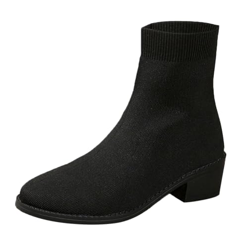 2025 Damen High Heels Stiefeletten Mesh/Winter Stiefel Stiletto Heels Winter Grüne Schuhe Damen Mit Absatz (Black, 38) von Generisch