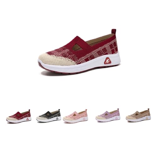 2025 Damen Orthopädische Wanderschuhe Atmungsaktive Mesh Sneaker Anti-Rutsch Unterstützung Trainingsschuhe, rot, 39 EU 2025 Damen Orthopädische Wanderschuhe Atmungsaktive Mesh Sneaker Anti-Rutsch Unterstützung Trainingsschuhe, rot, 39 EU von Generisch