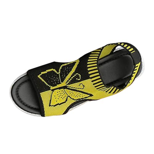 2025 Damen-Sandalen, Netzstoff, lässig, große Größe, dicker Boden, offener Zehenbereich, flache Sandalen, modische Sandalen, Größe 39, gelb, 38.5 EU 2025 Damen-Sandalen, Netzstoff, lässig, große Größe, dicker Boden, offener Zehenbereich, flache Sandalen, modische Sandalen, Größe 39, gelb, 38.5 EU von Generisch