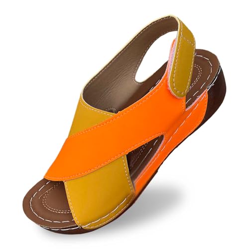 2025 Damen-Sandalen, Sommermode, Leder, offene Zehen, Keilsandalen, bequem, atmungsaktiv, rutschfest, für Damen, gelb, 38 EU 2025 Damen-Sandalen, Sommermode, Leder, offene Zehen, Keilsandalen, bequem, atmungsaktiv, rutschfest, für Damen, gelb, 38 EU von Generisch