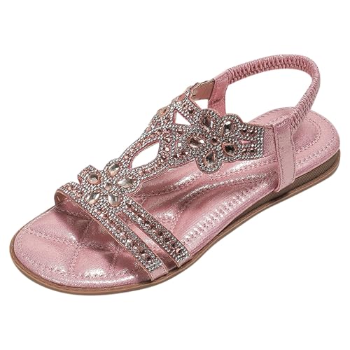 2025 Damen-Sandalen mit Strasssteinen, Slingback-Sandalen, elastischer Knöchelriemen, lässig, böhmisch, Strandschuhe, Sommer-Flip-Flops, Strand, rose, 35 EU 2025 Damen-Sandalen mit Strasssteinen, Slingback-Sandalen, elastischer Knöchelriemen, lässig, böhmisch, Strandschuhe, Sommer-Flip-Flops, Strand, rose, 35 EU von Generisch