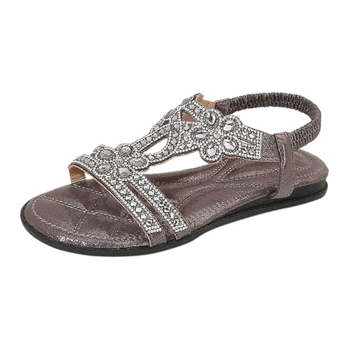2025 Damen-Sommermode, Bohemian-Stil, Strass, lässig, florale Sandalen, Keilabsätze, Damenschuhe, Sandalen, Absatz, dunkelgrau, 38 EU 2025 Damen-Sommermode, Bohemian-Stil, Strass, lässig, florale Sandalen, Keilabsätze, Damenschuhe, Sandalen, Absatz, dunkelgrau, 38 EU von Generisch