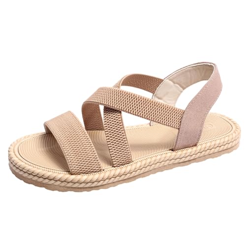 2025 Damen-Sommermode, offene Zehensandalen mit elastischem Temperament, atmungsaktive Schuhe, Damensandalen, niedriger Absatz, khaki, 38.5 EU 2025 Damen-Sommermode, offene Zehensandalen mit elastischem Temperament, atmungsaktive Schuhe, Damensandalen, niedriger Absatz, khaki, 38.5 EU von Generisch