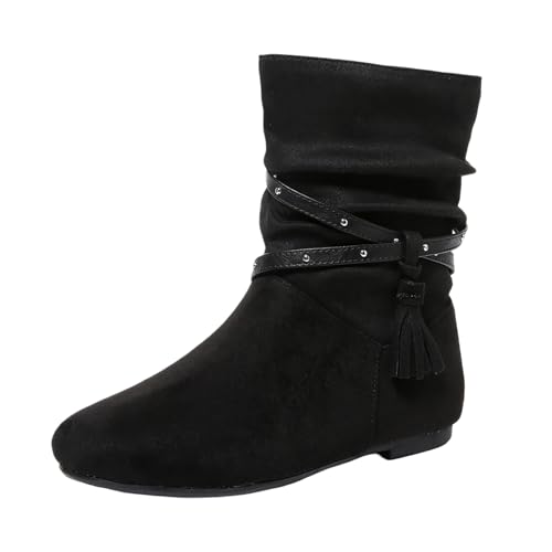2025 Damen-Stiefeletten, lässige Wildlederstiefeletten mit Fransen für den Alltag, Bequeme Stiefel mit niedrigem Absatz geschlossener Zehenpartie, perfekt Jeans für Winter Damen Absatz 42 (Black, 39) 2025 Damen-Stiefeletten, lässige Wildlederstiefeletten mit Fransen für den Alltag, Bequeme Stiefel mit niedrigem Absatz geschlossener Zehenpartie, perfekt Jeans für Winter Damen Absatz 42 (Black, 39) von Generisch