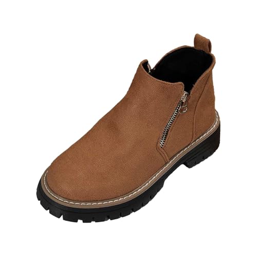 2025 Damen-Stiefeletten, modisch, seitlicher Reißverschluss, Schlupfstiefel, klobiger Absatz, bequem, runde Zehenpartie, Slipper, lässig, Winterstiefel für Frauen für Kinder, braun, 37.5 EU 2025 Damen-Stiefeletten, modisch, seitlicher Reißverschluss, Schlupfstiefel, klobiger Absatz, bequem, runde Zehenpartie, Slipper, lässig, Winterstiefel für Frauen für Kinder, braun, 37.5 EU von Generisch