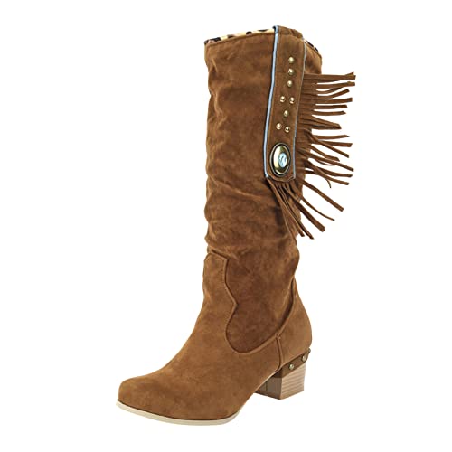 2025 Damenmode Quaste Strass Stiefel Spitz Zehen Chunky High Heel Stiefel Damen Reitstiefel, braun, 37.5 EU 2025 Damenmode Quaste Strass Stiefel Spitz Zehen Chunky High Heel Stiefel Damen Reitstiefel, braun, 37.5 EU von Generisch