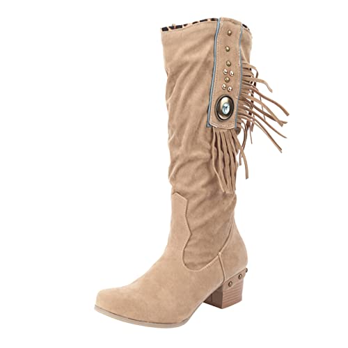 2025 Damenmode Quaste Strass Stiefel Spitz Zehen Chunky High Heel Stiefel Damen Reitstiefel, khaki, 38.5 EU 2025 Damenmode Quaste Strass Stiefel Spitz Zehen Chunky High Heel Stiefel Damen Reitstiefel, khaki, 38.5 EU von Generisch