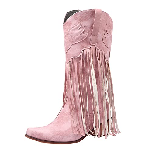 2025 Damenstiefel, bequem, zum Überziehen, klobiger Absatz, spitzer Zehenbereich, Fransenstiefel, Westernstiefel, kniehoch, mittelhoch, Laufschuh, rose, 39.5 EU 2025 Damenstiefel, bequem, zum Überziehen, klobiger Absatz, spitzer Zehenbereich, Fransenstiefel, Westernstiefel, kniehoch, mittelhoch, Laufschuh, rose, 39.5 EU von Generisch