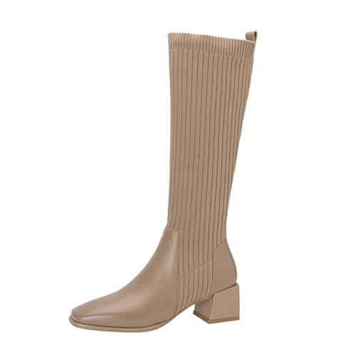 2025 Damenstiefel, wadenhoch, Herbst- und Wintermode, Stretch, gestrickt, Ledernähte, reine Farbe, bequem, quadratischer Zehenbereich, quadratischer Absatz, berühmte Schuhe, Stiefel für Damen, khaki 2025 Damenstiefel, wadenhoch, Herbst- und Wintermode, Stretch, gestrickt, Ledernähte, reine Farbe, bequem, quadratischer Zehenbereich, quadratischer Absatz, berühmte Schuhe, Stiefel für Damen, khaki von Generisch