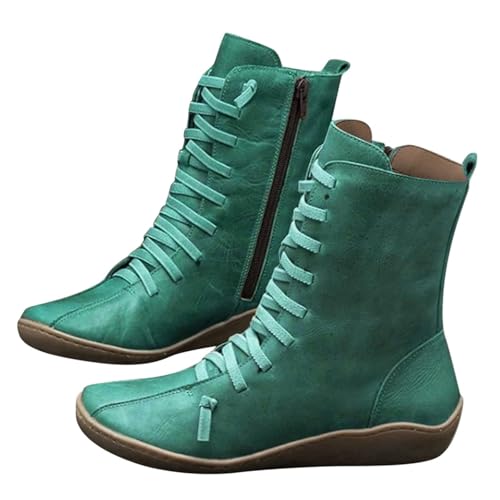 2025 Damenstiefel, wadenhoch, lässig, flache Stiefeletten, bequeme Wanderschuhe für den täglichen Gebrauch, Outdoor, Reisen, Party, Regenstiefel für Damen, Höhe, grün, 37 EU von Generisch