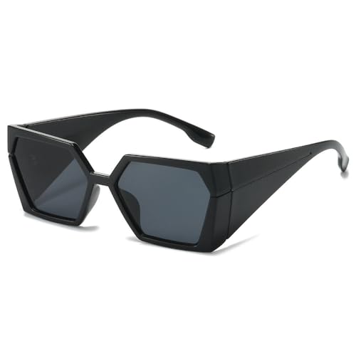 2025 Designer-Sonnenbrille, modische und personalisierte Hip-Hop-Sonnenbrille, rechteckig, modische Sonnenbrille für Damen, Schwarz , Einheitsgröße von Generisch