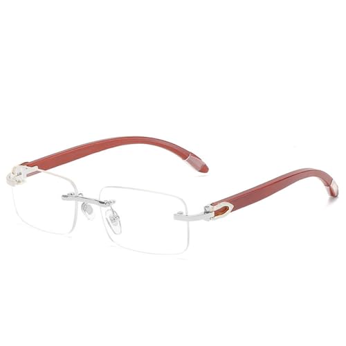 2025 Designer-Sonnenbrille für Herren, randlos, quadratisch, luxuriös, klassisch, rechteckig, rahmenlos, UV400, silber, Einheitsgröße von Generisch