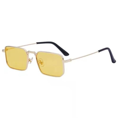 2025 Designer-Sonnenbrille im Retro-Stil, rechteckig, für Damen und Herren, Metallrahmen, Punk-Sonnenbrille, Vintage, Reiseschattierungen, UV400-Schutz, goldfarben, gelb 2025 Designer-Sonnenbrille im Retro-Stil, rechteckig, für Damen und Herren, Metallrahmen, Punk-Sonnenbrille, Vintage, Reiseschattierungen, UV400-Schutz, goldfarben, gelb von Generisch