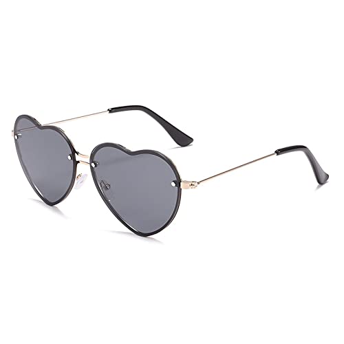 2025 Designer-Sonnenbrille in Herzform, Metall, für Damen, modisch, randlos, Liebe, klare Gläser, UV400, Goldfarben / Schwarz, Einheitsgröße 2025 Designer-Sonnenbrille in Herzform, Metall, für Damen, modisch, randlos, Liebe, klare Gläser, UV400, Goldfarben / Schwarz, Einheitsgröße von Generisch