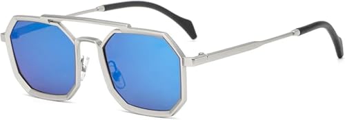 2025 Doppelbrücken für Damen, Sonnenbrille, Metallrahmen, Spiegelschattierungen, UV400, Punk-Sonnenbrille für Herren von Generisch