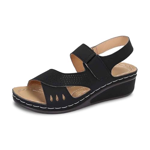 2025 Flache Sandalen für Damen, elegant: bequeme Sandalen für Damen, offener Zehenbereich, Knöchelriemen, Wanderschuhe, Sommer-Keil für Größe 45, Glitzer, Schwarz , 36.5 EU 2025 Flache Sandalen für Damen, elegant: bequeme Sandalen für Damen, offener Zehenbereich, Knöchelriemen, Wanderschuhe, Sommer-Keil für Größe 45, Glitzer, Schwarz , 36.5 EU von Generisch