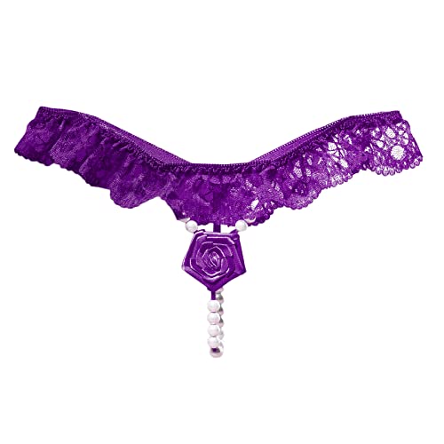 2025 Frauen Unterwäsche Tangas Spitze Bikini Höschen G String Tanga Stretch Ladie Brief Tanga Essbare Unterwäsche Gummibärchen (Purple, One Size) von Generisch