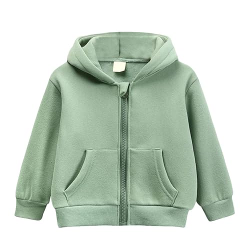 2025 Herbst und Winter Baby Jungen Mädchen Zip Up Hoodies Einfarbig Mit Kapuze Sweatshirt Langarm Jacke Lässige Oberbekleidung Herbst Kleidung Pullover Mädchen Größe (Light Green 2-3 Years) von Generisch
