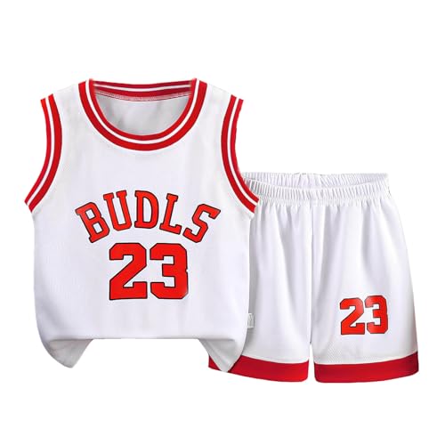 2025 - Kinder Sport Shorts Sets Jungen Trikots Trainingsanzug 2 Stück Basketball Performance Tank Top Und Mesh Shorts Set Kleid 56 Baby (White, 2-3 Years) von Generisch