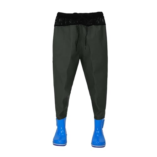 2025 - Kinder-Wathose, Regenhose, Jugend-Angel-Wathose für Kleinkinder, wasserdichte Jagd-Wathose mit Regenstiefeln Outdoor Hose Jungen 92 (Army Green, 11-12 Years) von Generisch