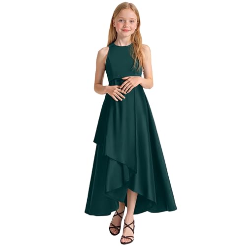 2025 Kleider Mädchen Abendkleider Partykleid für Konzertaufführung Festzug Elegantes ärmelloses Sommerkleid für Kinder von Kleinkindern bis Teenager (Army Green, 13-14 Years) von Generisch