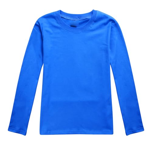 2025 Kleinkind Jungen Mädchen Langarm Solide Prints T Shirt Tops Langarm Shirt Baby Mädchen (Dark Blue, 2-3 Years) von Generisch