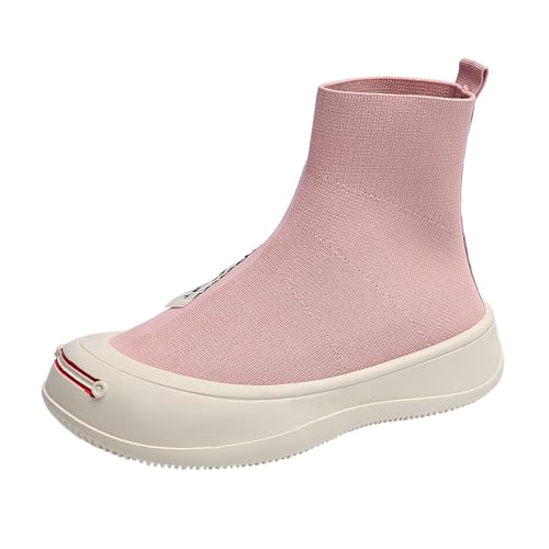 2025 Mädchen Winter Mode runder Tuch Mitte Wade Stiefel lässig Bequeme Stiefel Damen Schuhe Elegant Schwarz (38) von Generisch