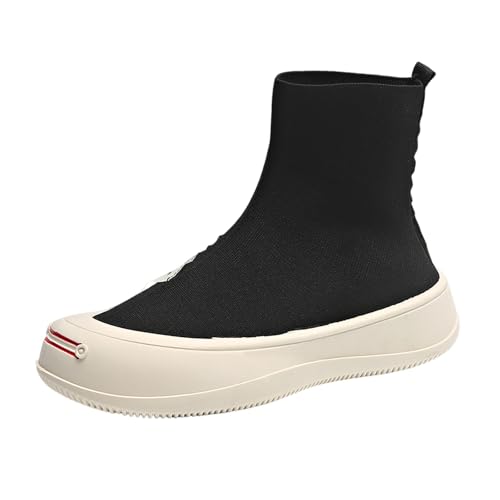 2025 Mädchen Winter Mode runder Tuch Mitte Wade Stiefel lässig Bequeme Stiefel Damen Schuhe Elegant Schwarz (Black, 40) von Generisch