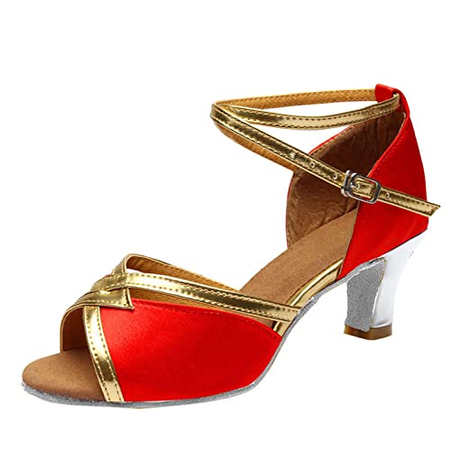 2025 - Mode-Schuhe Sandalen Tanz solide Abschlussball Frauen Ballsaal Frauen Sandalen S Schuhe Damen 42 (Red, 41) von Generisch