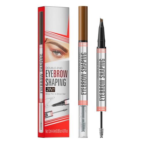 2025 Neu Microblading Augenbrauenstift, 2 In1 Augenbrauenstift, 2-in-1 Brow Pen and Sealing Brow Gel Wasserfester Magischer Eyebrow Pencil mit 4 Gabelspitzen (01#Hellbraun) von Generisch