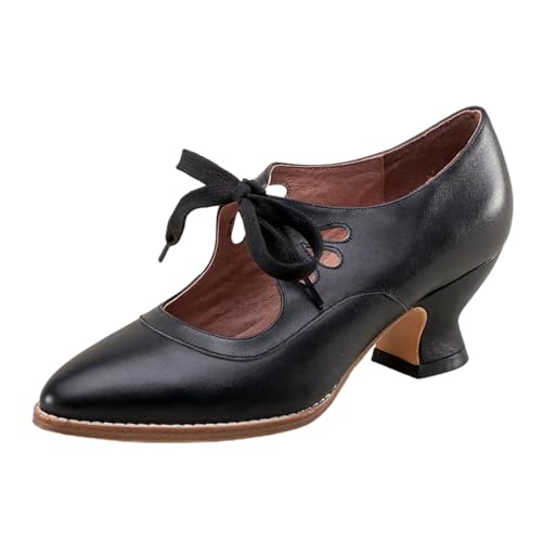 2025 New Hollow High Heel Lace Up Oversized Damen Freizeitschuhe Damen Slide, Schwarz , 38 EU von Generisch