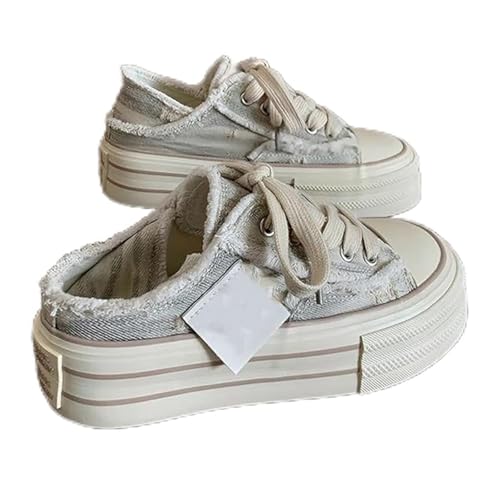 2025 New Mule Sneakers for Women Womens Canvas Mules Sneakers Platform Slip on and Pull on Two-wear Shoes Comfortable Slip-On Mule Backless Holiday Shoes (1PCS/A,37) von Generisch