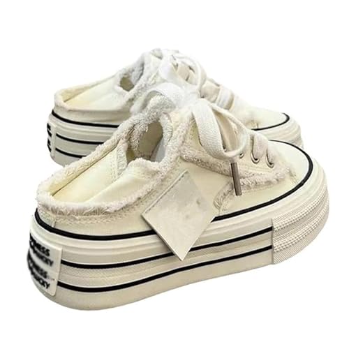 2025 New Mule Sneakers for Women Womens Canvas Mules Sneakers Platform Slip on and Pull on Two-wear Shoes Comfortable Slip-On Mule Backless Holiday Shoes (1PCS/C,35) von Generisch