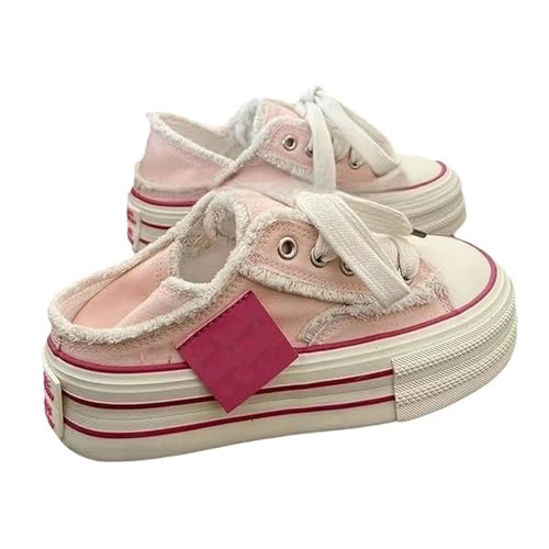 2025 New Mule Sneakers for Women Womens Canvas Mules Sneakers Platform Slip on and Pull on Two-wear Shoes Comfortable Slip-On Mule Backless Holiday Shoes (1PCS/D,37) von Generisch