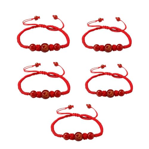 2025 New Year Snake Red String Armband, Chinesisches Armband Handgemachtes Gewebtes Achat Armband, String Rot Chinesische Perlen A Rot von Generisch