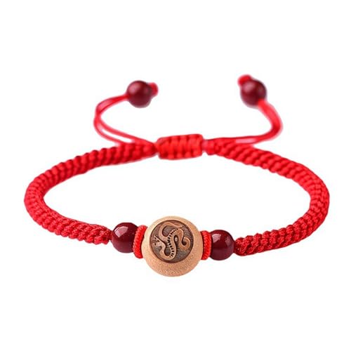 2025 New Year of Snake Red String Bracelet, Chinese Bracelet Handmade Woven Red String Red Agate Beads Bracelet, Chinese Animal Good Luck Bracelet Feng Shui Red Rope Bracelets, Gifts for Women Men, von Generisch