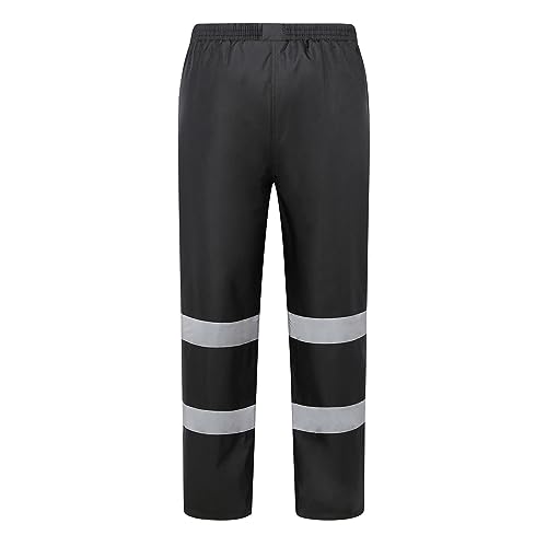 2025 Reflektierende Regenhose für den Verkehr, Fluoreszierende grüne Patrouillen-Regenhose Cargo Hose Jogging Hose (Black, L) von Generisch