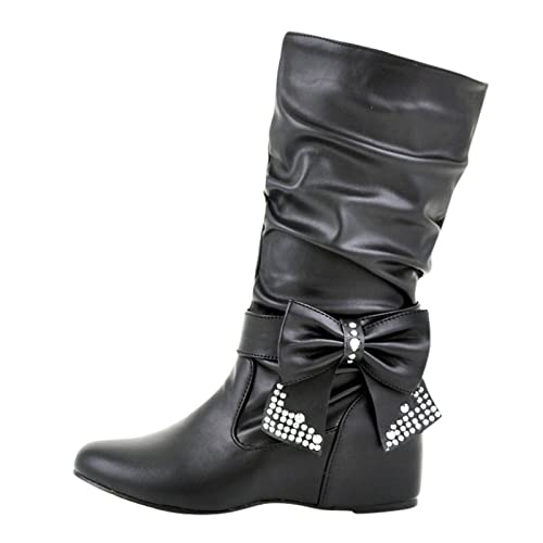 2025 Retro Damen Strass Fliege Niedriger Absatz Slip On Mid Calf Boots Runde Zehen Schuhe Mid Calf Low Heel Stiefel 8, Schwarz , 39 EU 2025 Retro Damen Strass Fliege Niedriger Absatz Slip On Mid Calf Boots Runde Zehen Schuhe Mid Calf Low Heel Stiefel 8, Schwarz , 39 EU von Generisch