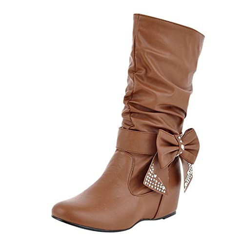 2025 Retro Damen Strass Fliege Niedriger Absatz Slip On Mid Calf Boots Runde Zehen Schuhe Mid Calf Low Heel Stiefel 8, braun, 38 EU 2025 Retro Damen Strass Fliege Niedriger Absatz Slip On Mid Calf Boots Runde Zehen Schuhe Mid Calf Low Heel Stiefel 8, braun, 38 EU von Generisch