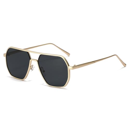 2025 Retro Metall Doppelbrücken Polygon für Frauen Sonnenbrille Schattierungen UV400 Mode Trending Herren Sonnenbrille, Goldgrau, Einheitsgröße 2025 Retro Metall Doppelbrücken Polygon für Frauen Sonnenbrille Schattierungen UV400 Mode Trending Herren Sonnenbrille, Goldgrau, Einheitsgröße von Generisch