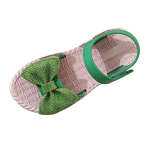2025 Sandalen Mädchen Kleinkind Kinder Kleinkind Mädchen Soild Bowknot Prinzessin Schuhe Weiche Sohle Rutschfeste Lauflernschuhe Prewalker Strandschuhe Sandalen Hausschuhe Baby 1 (Green 32 Big Child) von Generisch