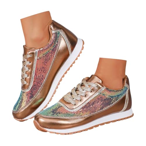 2025 Stilvolle Damen-Schnürschuhe, Glitzer, Freizeitschuhe, bequeme Turnschuhe mit Temperament, breite Schuhe, gold, 39.5 EU 2025 Stilvolle Damen-Schnürschuhe, Glitzer, Freizeitschuhe, bequeme Turnschuhe mit Temperament, breite Schuhe, gold, 39.5 EU von Generisch
