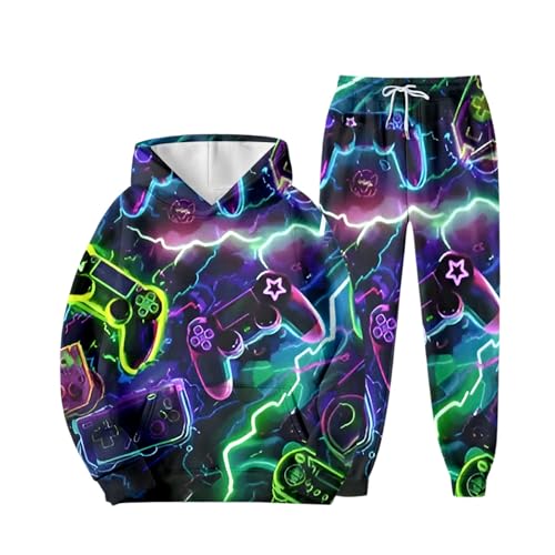 2025 Trainingsanzug für Kinder Jungen Mädchen Einfarbig Jogginganzug Mit Langarm Kapuzenpullover Jogging Hosen Sportanzug Kinderkleidung Set Unisex 2 Piece Freizeitanzug Sportkleidung 2-13 Jahre von Generisch
