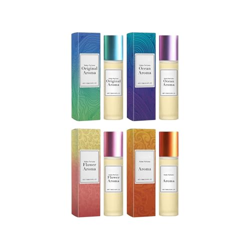 2025 Upgrade Secret Pheromon Parfüm Set, Pheroma's Pheromon Düfte, Bernsteinfarbenes Cumarin + minzig-fruchtig + blumig-zitrusfruchtig, Sanft und natürlich, Elegant, Lang anhaltend Parfüm (4PCS) von Generisch