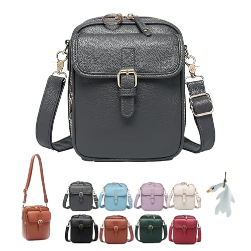 2025 Upgrade Vintage Diebstahlsichere Crossbody-Tasche, Vintage Anti Diebstahlsichere Damen-Umhängetasche mit 10 RFID-Kartenfächern (Grau) von Generisch
