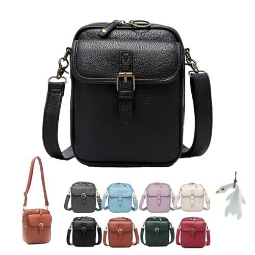 2025 Upgrade Vintage Diebstahlsichere Crossbody-Tasche, Vintage Anti Diebstahlsichere Damen-Umhängetasche mit 10 RFID-Kartenfächern (Schwarz) von Generisch
