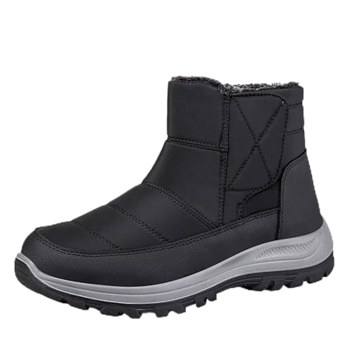 2025 Warme Bequeme Winterstiefel für Paare für Männer Frauen, zum Reinschlüpfen, mittelhohe Schneestiefel Weltkarte (Black, 38) von Generisch