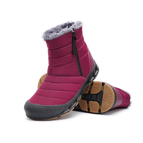 2025 Winterstiefeletten für Paare in Volltonfarbe mit seitlichem Reißverschluss Fleece, warme Bequeme Stiefel für Männer Frauen Outdoor Schuhe Herren 43 (43) von Generisch