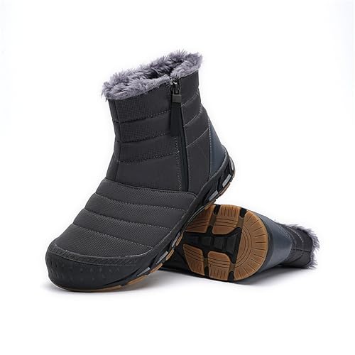 2025 Winterstiefeletten für Paare in Volltonfarbe mit seitlichem Reißverschluss Fleece, warme Bequeme Stiefel für Männer Frauen Outdoor Schuhe Herren 43 (Grey, 41) von Generisch
